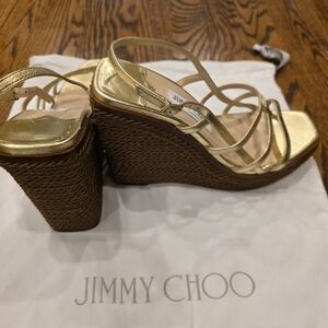 Jimmy Choo Gold Strappy Wedges